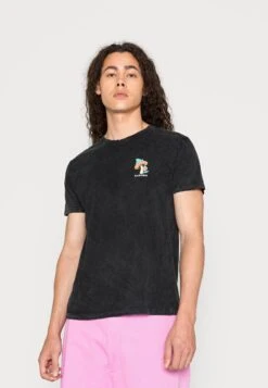 Kaotiko Washed Happy Frog Unisex - Camiseta Estampada - Black