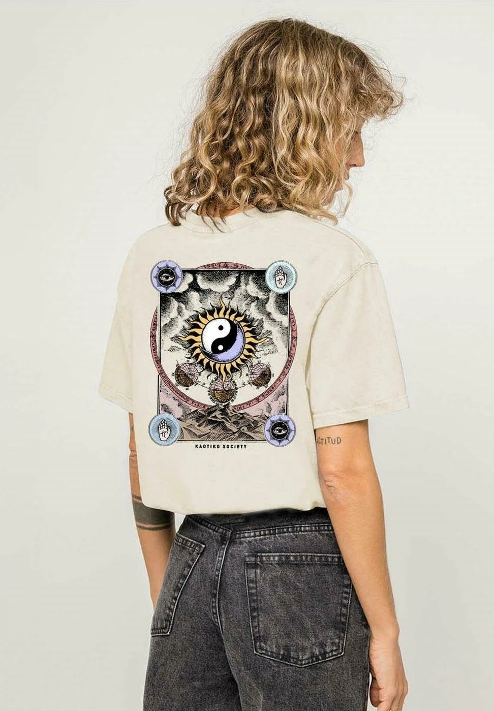 Kaotiko Washed Eclipse - Camiseta Estampada - Ivory 6 Kaotiko Washed Eclipse - Camiseta Estampada - Ivory - Image 4