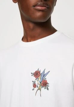 Kaotiko Bird Roses Unisex - Camiseta Estampada - White -Kaotiko Tienda 9800b616bd714fbf9b1512ff50832b62